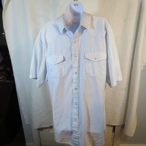 Roper Shirt Mens XL Pearl Snap Western Short Sleeve Button Up Pale Blue